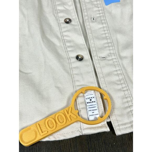 New Lucky Brand Shacket Shirt Jacket Large Oatmeal Button Up Long Sleeve NWT - Picture 13 of 15
